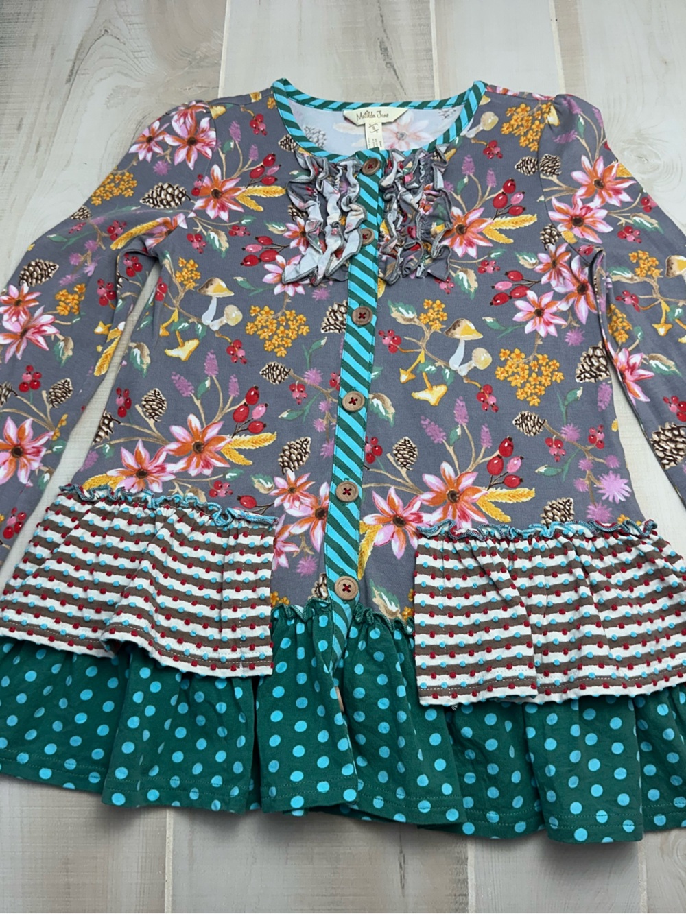 Matilda Jane Girls Floral Ruffle Fall Cardigan